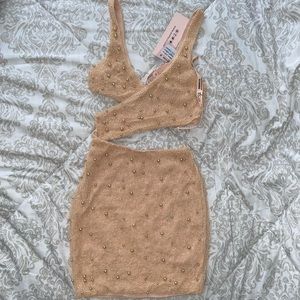 Oh Polly Pearl Nude Dress (read description)